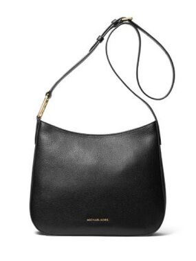 Michael Kors Kensington Large Pebbled Leather Crossbody Shoulder Bag Black Gold